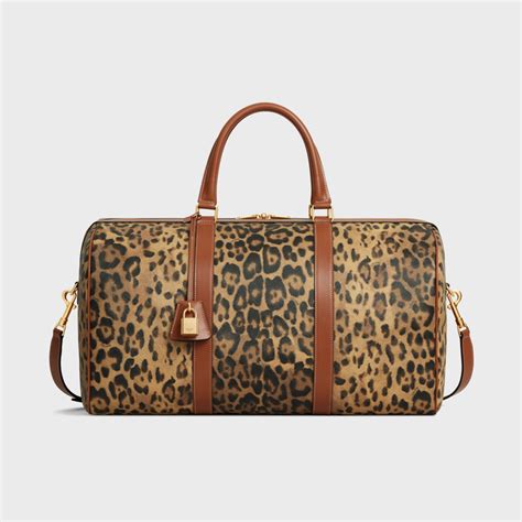 celine leopard print|Medium Travel Bag in Celine canvas with leopard print.